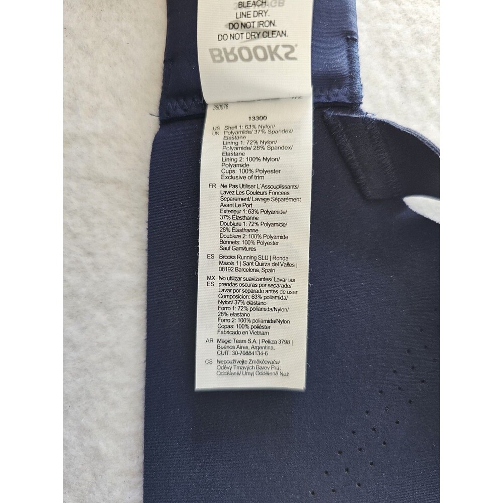 Brooks Navy Sports Bra High Support Running Underwire Bra Womens Size 38E - Picture 5 of 13